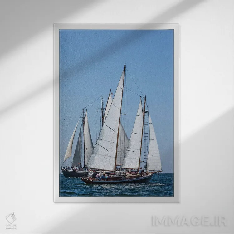 تابلو دکوراتیو Massachusetts, Cape Ann, Gloucester. Gloucester Schooner… اثر والتر بیبیکوف - نمای قابدار سفید
