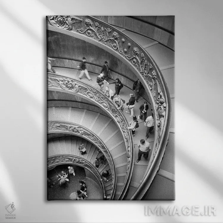 تابلو دکوراتیو Museo Pio-Clementine, Vatican City,پلکان مدرن "برامانته"… اثر والتر بیبیکوف - نمای روبهرو روی دیوار
