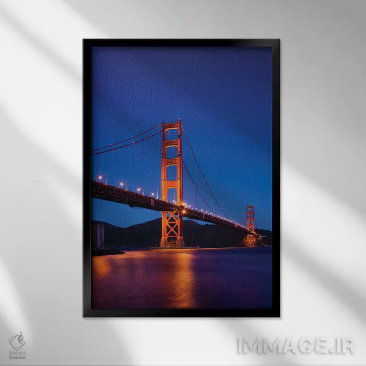 تابلو دکوراتیو San Francisco, California, USA,پل گلدن گیت در شب، سان فرا… اثر والتر بیبیکوف - نمای قابدار مشکی