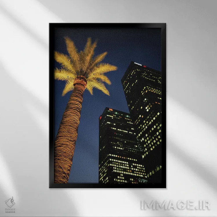 تابلو دکوراتیو Los Angeles, California, USA,نمای زاویه پایین از یک درخت… اثر والتر بیبیکوف - نمای قابدار مشکی