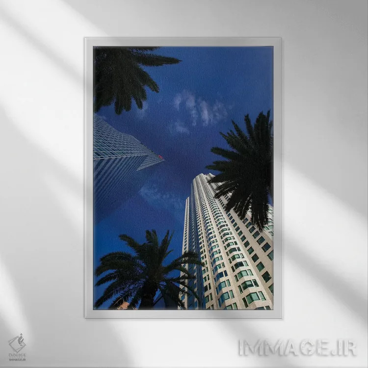 تابلو دکوراتیو US Bank Tower & Citigroup Center , Los Angeles, Californi… اثر والتر بیبیکوف - نمای قابدار سفید