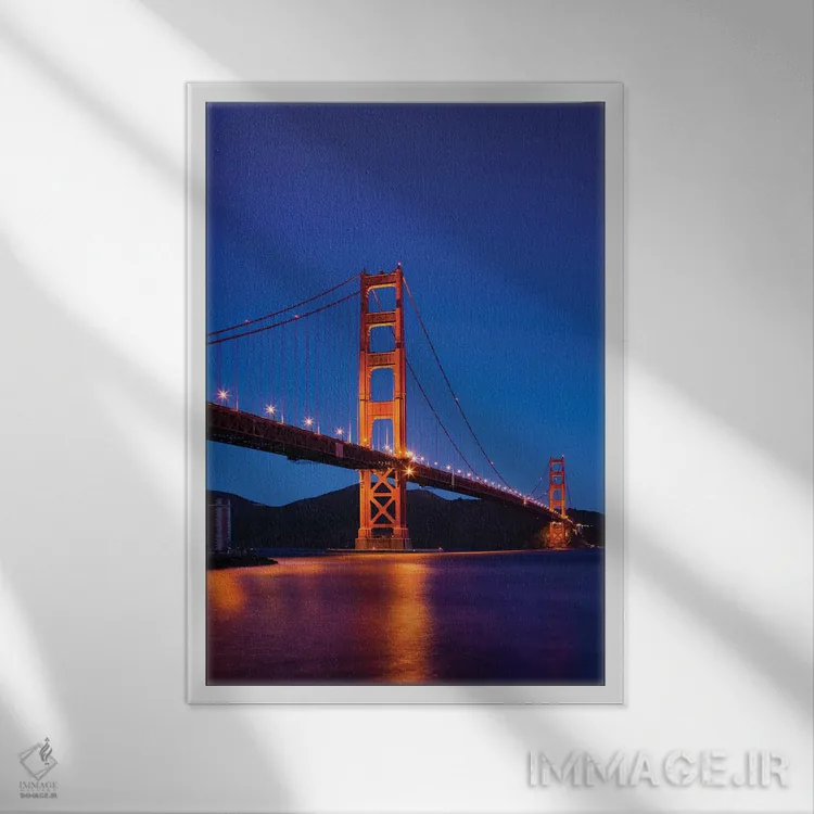 تابلو دکوراتیو San Francisco, California, USA,پل گلدن گیت در شب، سان فرا… اثر والتر بیبیکوف - نمای قابدار سفید