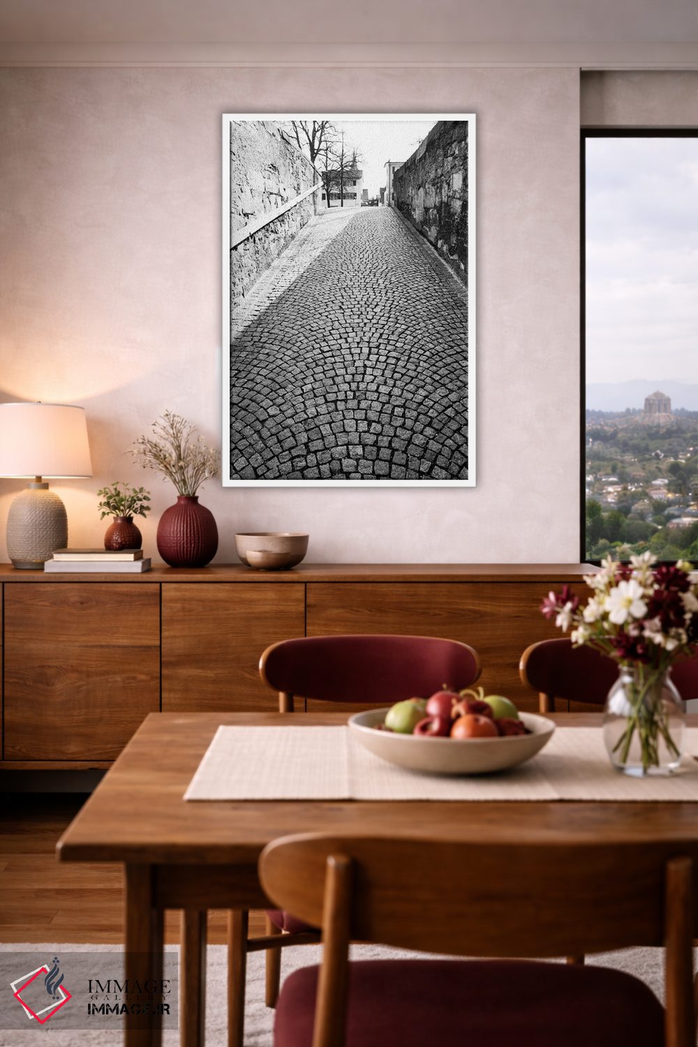 تابلو دکوراتیو Zurich, Switzerland,خیابان سنگفرش سیاه وسفید، زوریخ، سوئی… اثر والتر بیبیکوف - D4W
