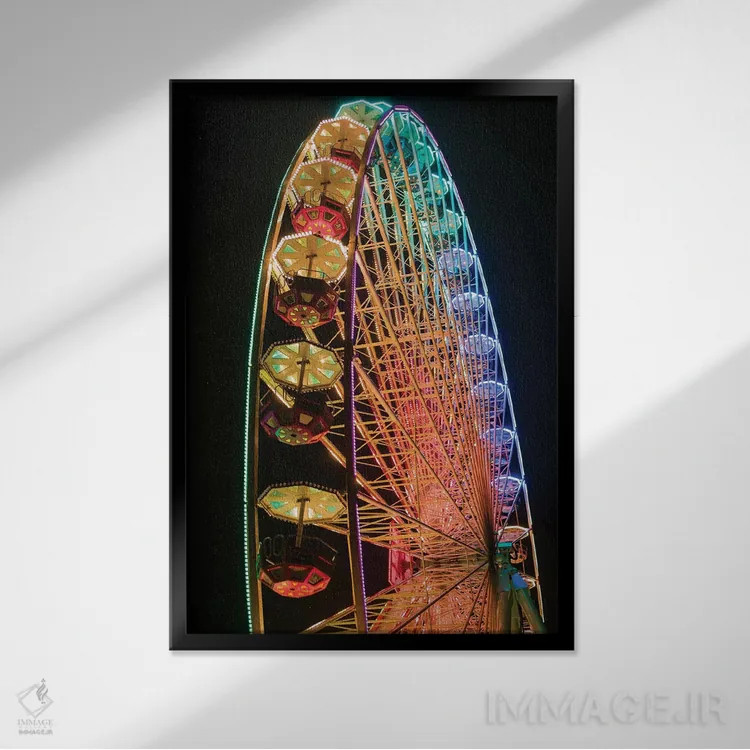 تابلو دکوراتیو Antwerp. Steenplein, Antwerp ferris wheel,بلژیک، آنتورپ.… اثر والتر بیبیکوف - نمای قابدار مشکی