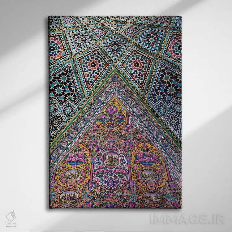تابلو دکوراتیو Shiraz, Nasir-Al Molk Mosque, Exterior Tilework,ایران، شی… اثر والتر بیبیکوف - نمای روبهرو روی دیوار