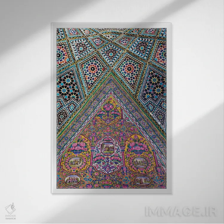 تابلو دکوراتیو Shiraz, Nasir-Al Molk Mosque, Exterior Tilework,ایران، شی… اثر والتر بیبیکوف - نمای قابدار سفید