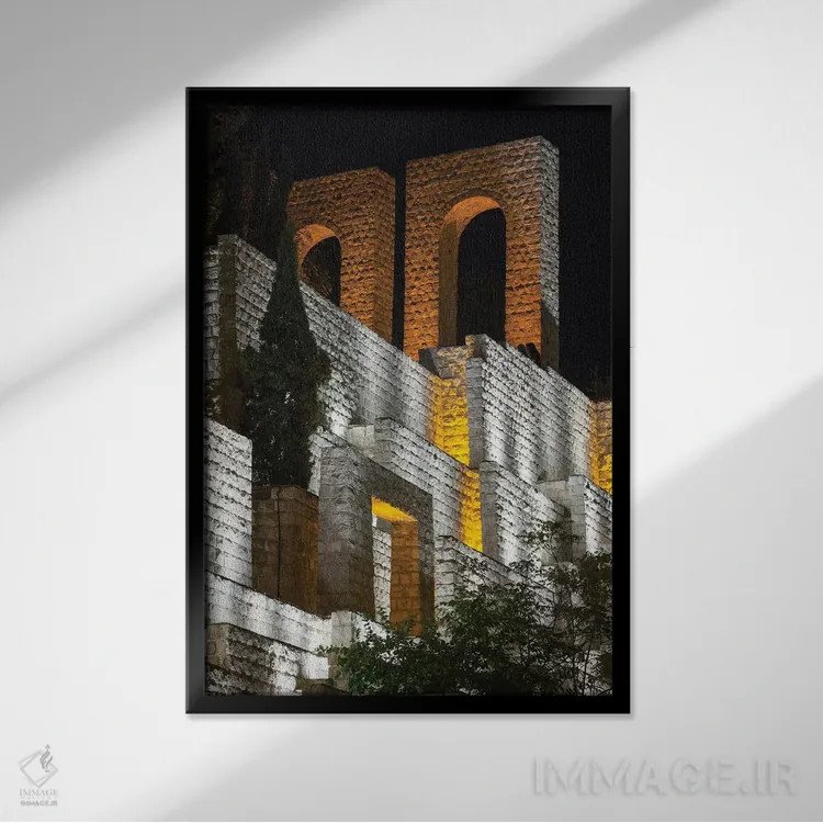 تابلو دکوراتیو Shiraz, Quran Gateway Walls, Evening,ایران، شیراز، دیواره… اثر والتر بیبیکوف - نمای قابدار مشکی