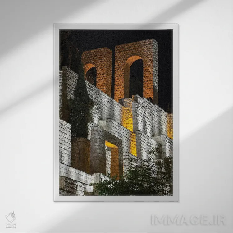تابلو دکوراتیو Shiraz, Quran Gateway Walls, Evening,ایران، شیراز، دیواره… اثر والتر بیبیکوف - نمای قابدار سفید