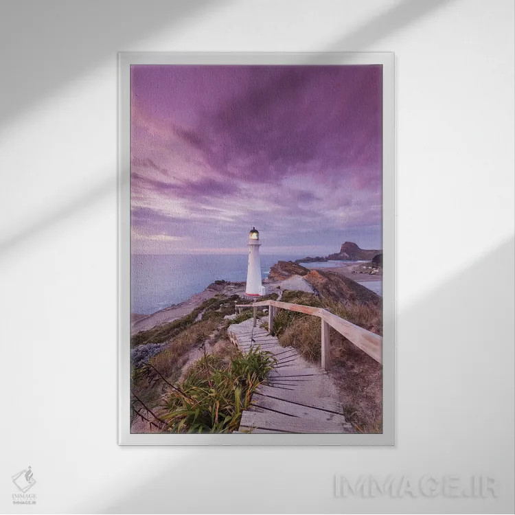 تابلو دکوراتیو North Island, Castlepoint. Castlepoint Lighthouse I,نیوزی… اثر والتر بیبیکوف - نمای قابدار سفید