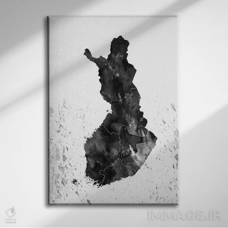 تابلو دکوراتیو فنلاند سیاه و سفید اثر وال دکور ادیکت - نمای روبهرو روی دیوار