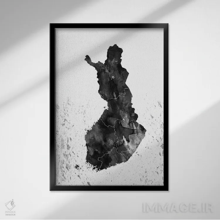 تابلو دکوراتیو فنلاند سیاه و سفید اثر وال دکور ادیکت - نمای قابدار مشکی