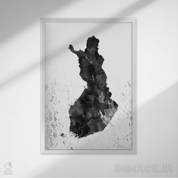 تابلو دکوراتیو فنلاند سیاه و سفید اثر وال دکور ادیکت - نمای قابدار سفید