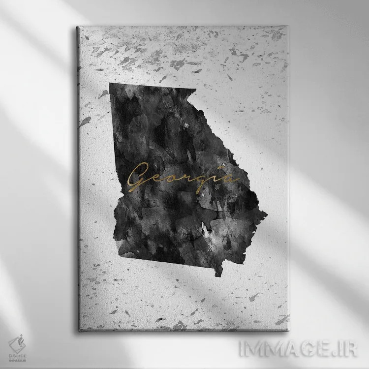 تابلو دکوراتیو نمای سیاه سفید طلایی جورجیا اثر وال دکور ادیکت - نمای روبهرو روی دیوار