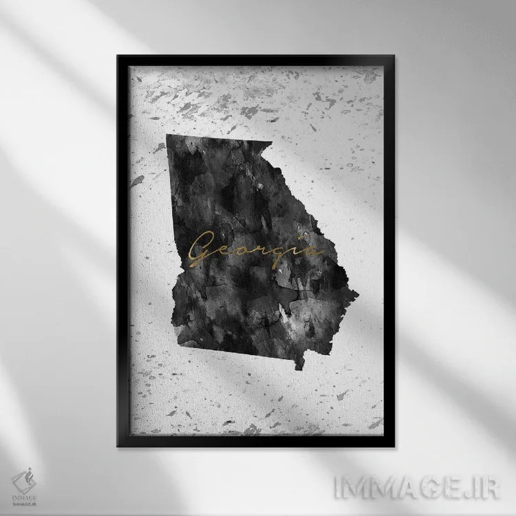 تابلو دکوراتیو نمای سیاه سفید طلایی جورجیا اثر وال دکور ادیکت - نمای قابدار مشکی