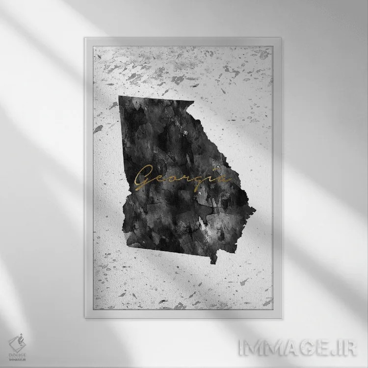 تابلو دکوراتیو نمای سیاه سفید طلایی جورجیا اثر وال دکور ادیکت - نمای قابدار سفید