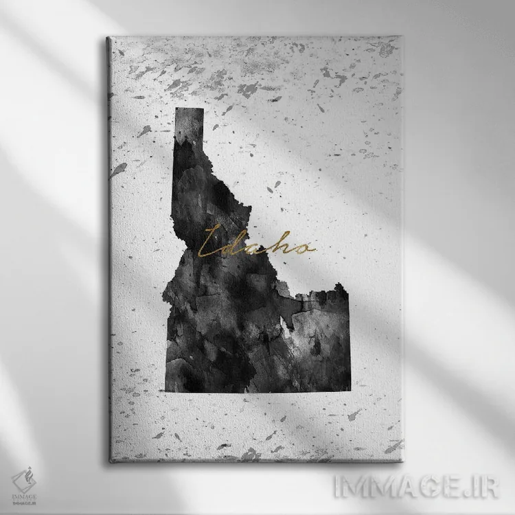 تابلو دکوراتیو آیداهو طلایی سیاه و سفید اثر وال دکور ادیکت - نمای روبهرو روی دیوار
