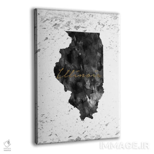 تابلو دکوراتیو ایلی نوی سیاه و سفید با رگه طلایی اثر وال دکور ادیکت - نمای پرسپکتیو محصول
