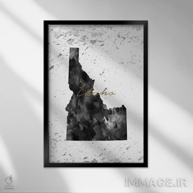 تابلو دکوراتیو آیداهو طلایی سیاه و سفید اثر وال دکور ادیکت - نمای قابدار مشکی