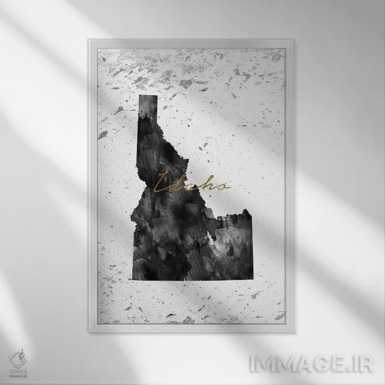 تابلو دکوراتیو آیداهو طلایی سیاه و سفید اثر وال دکور ادیکت - نمای قابدار سفید
