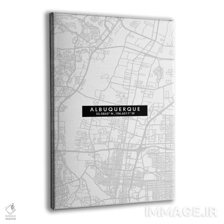 تابلو دکوراتیو New Mexico, City Map Minimal Style,نقشه ساده شهری آلبوکر… اثر وال دکور ادیکت - نمای پرسپکتیو محصول