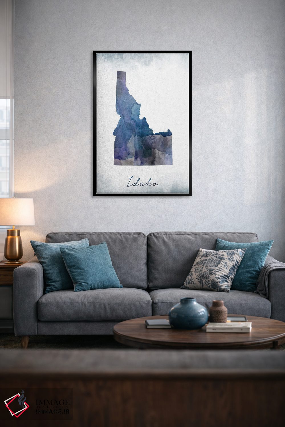 تابلو دکوراتیو آیداهو به رنگ آبی مایل اثر وال دکور ادیکت - D6B