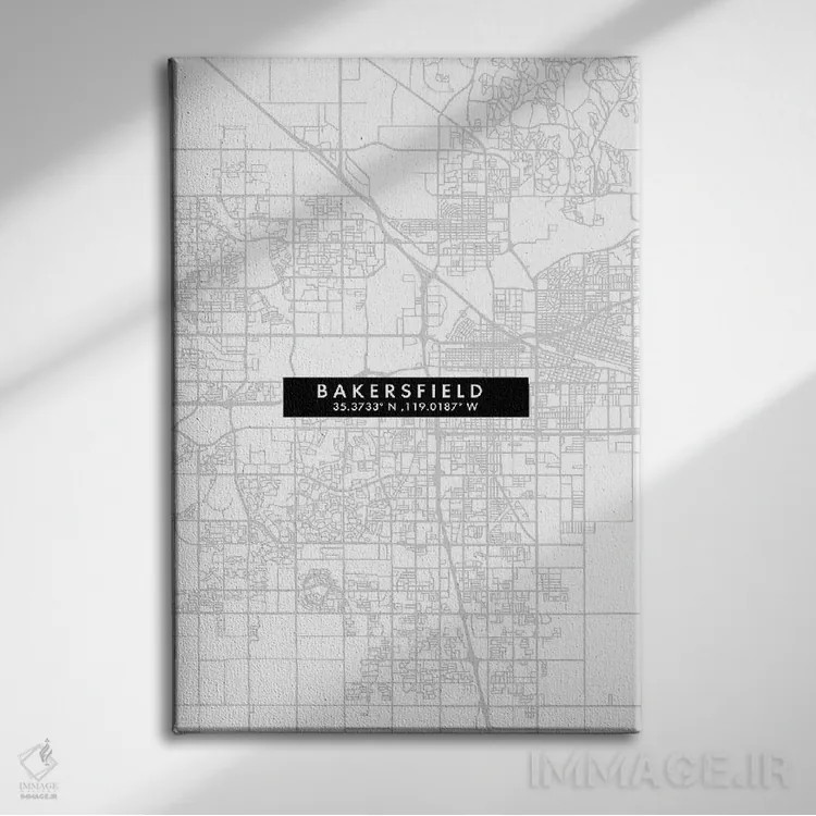 تابلو دکوراتیو California City Map Minimal Style,نقشه ساده شهری بیکرزفی… اثر وال دکور ادیکت - نمای روبهرو روی دیوار