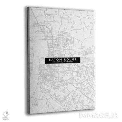 تابلو دکوراتیو Louisiana City Map Minimal Style,نقشه ساده شهری بتن روژ… اثر وال دکور ادیکت - نمای پرسپکتیو محصول