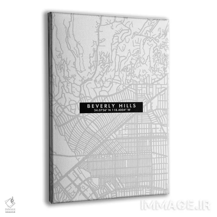 تابلو دکوراتیو California City Map Minimal Style,نقشه ساده شهری بورلی ه… اثر وال دکور ادیکت - نمای پرسپکتیو محصول