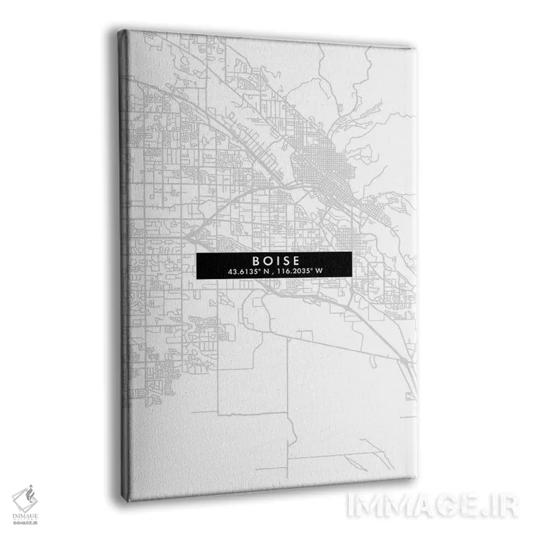 تابلو دکوراتیو Idaho City Map Minimal Style,نقشه ساده شهری بویسی، آیداه… اثر وال دکور ادیکت - نمای پرسپکتیو محصول