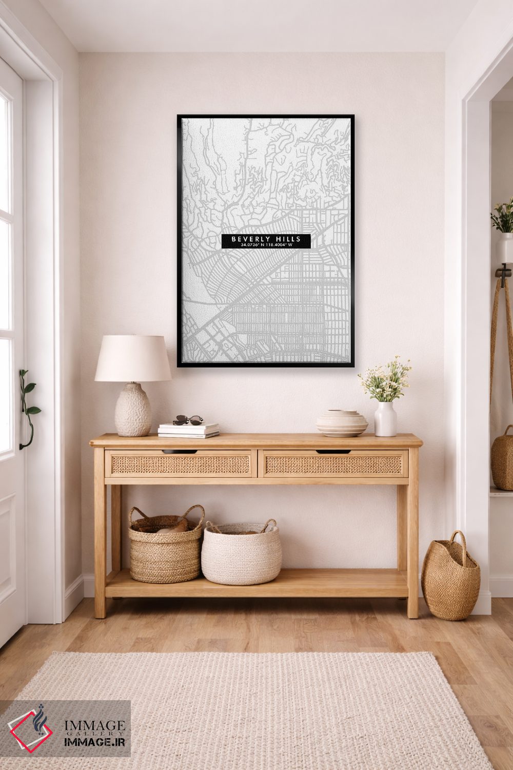 تابلو دکوراتیو California City Map Minimal Style,نقشه ساده شهری بورلی ه… اثر وال دکور ادیکت - D6B