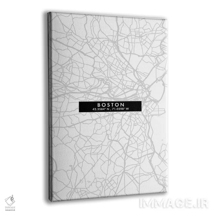 تابلو دکوراتیو Massachusetts City Map Minimal Style,نقشه ساده شهری بوست… اثر وال دکور ادیکت - نمای پرسپکتیو محصول