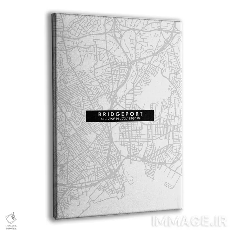 تابلو دکوراتیو Connecticut City Map Minimal Style,نقشه ساده شهری بریجپو… اثر وال دکور ادیکت - نمای پرسپکتیو محصول