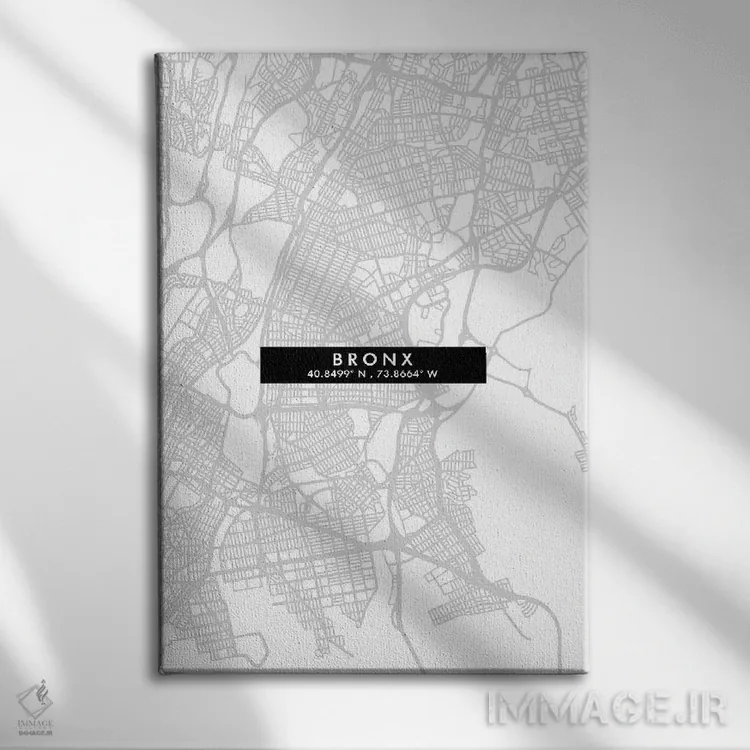 تابلو دکوراتیو New York City Map Minimal Style,نقشه ساده برانکس، نیویور… اثر وال دکور ادیکت - نمای روبهرو روی دیوار