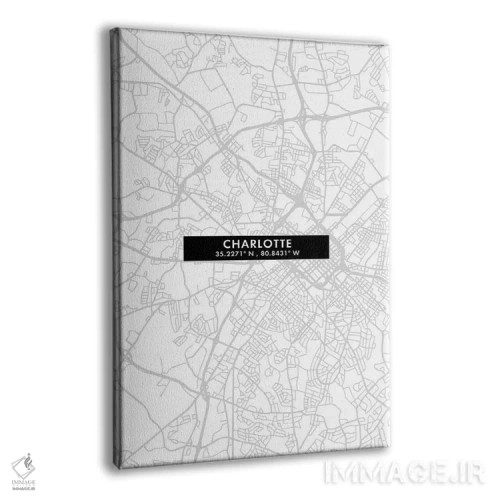 تابلو دکوراتیو North Carolina City Map Minimal Style,نقشه ساده شارلوت… اثر وال دکور ادیکت - نمای پرسپکتیو محصول