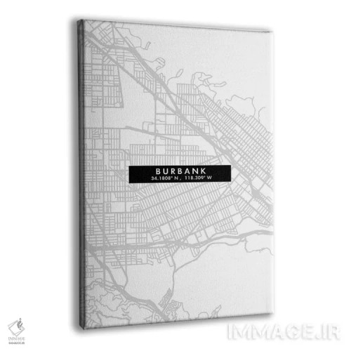 تابلو دکوراتیو California City Map Minimal Style,نقشه ساده شهری بوربانک… اثر وال دکور ادیکت - نمای پرسپکتیو محصول