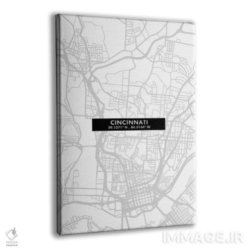 تابلو دکوراتیو City Map Minimal Style, Ohio,نقشه ساده سینسینتی، اوهایو اثر وال دکور ادیکت - نمای پرسپکتیو محصول