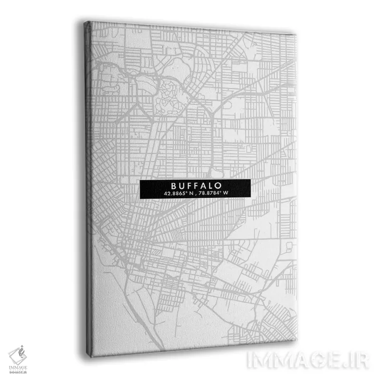تابلو دکوراتیو New York City Map Minimal Style,نقشه ساده بوفالو، نیویور… اثر وال دکور ادیکت - نمای پرسپکتیو محصول