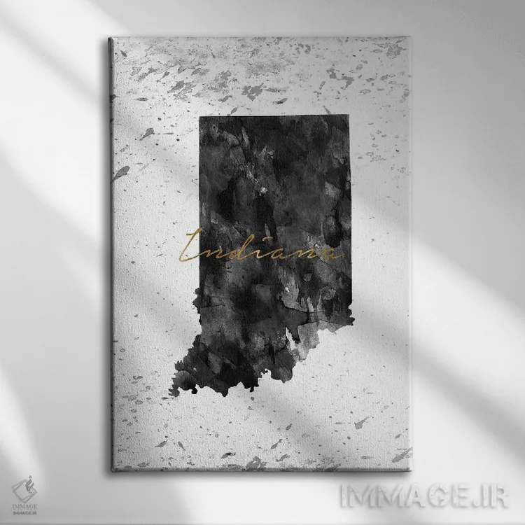 تابلو دکوراتیو ایندیانا سیاه و سفید با رگه طلایی اثر وال دکور ادیکت - نمای روبهرو روی دیوار