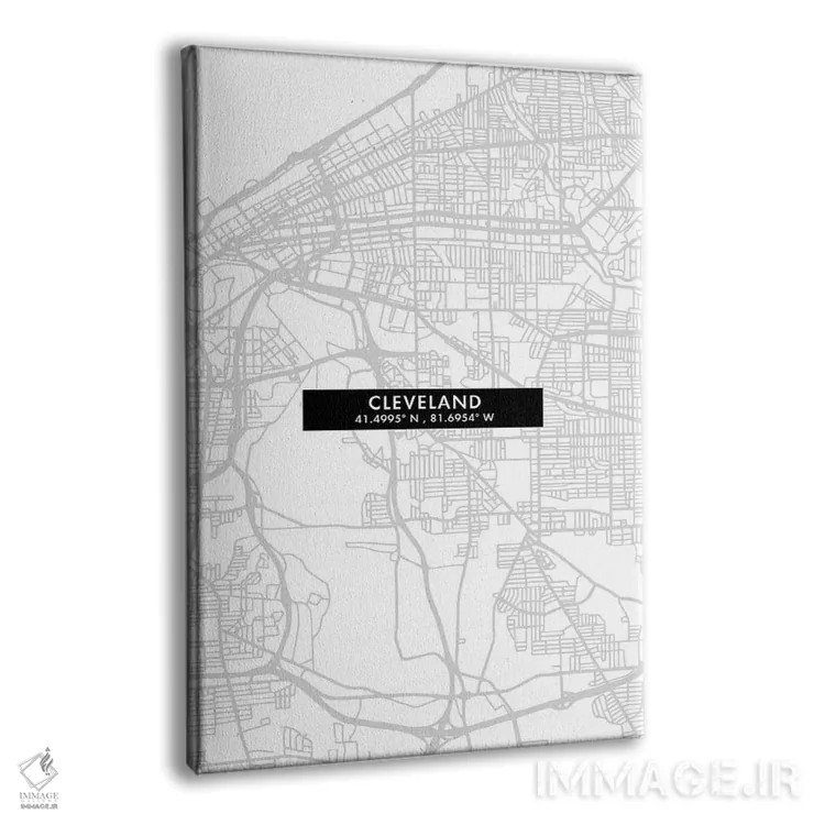 تابلو دکوراتیو City Map Minimal Style, Ohio,نقشه ساده کلیولند، اوهایو اثر وال دکور ادیکت - نمای پرسپکتیو محصول