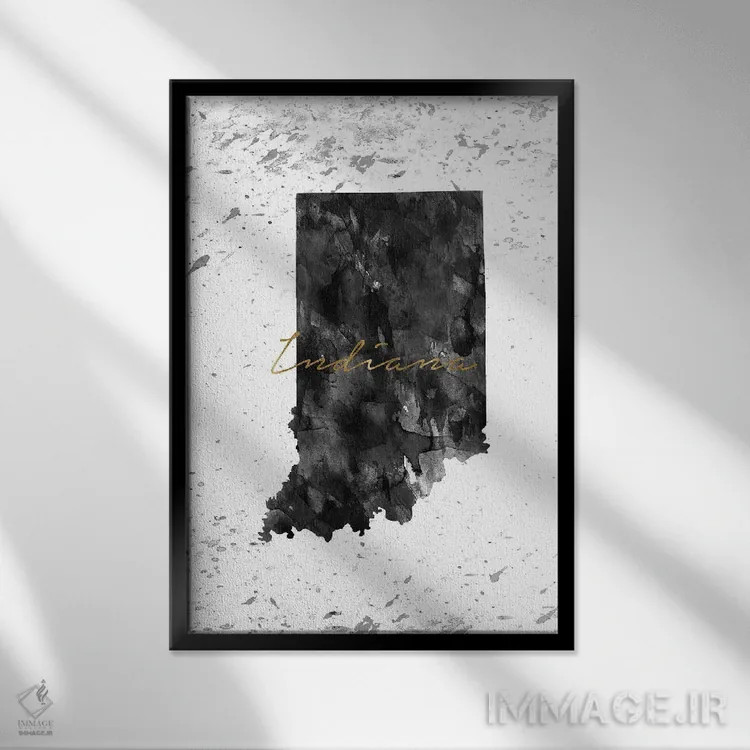 تابلو دکوراتیو ایندیانا سیاه و سفید با رگه طلایی اثر وال دکور ادیکت - نمای قابدار مشکی