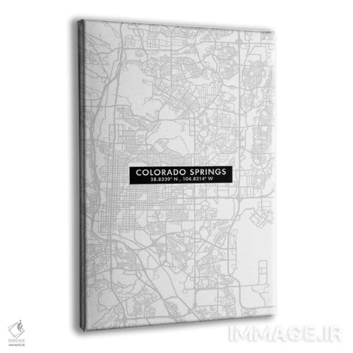 تابلو دکوراتیو City Map Minimal Style,نقشه ساده کلرادو اسپرینگز اثر وال دکور ادیکت - نمای پرسپکتیو محصول