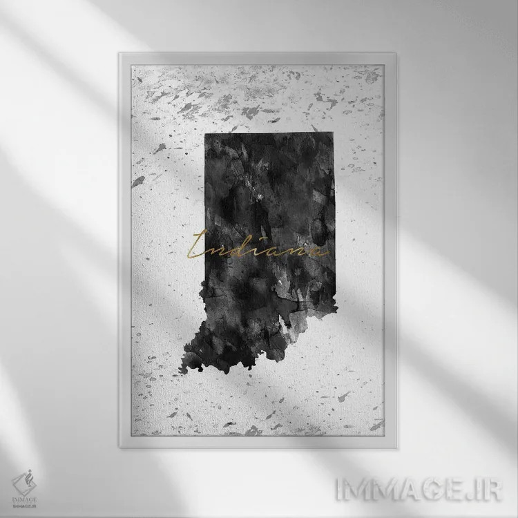 تابلو دکوراتیو ایندیانا سیاه و سفید با رگه طلایی اثر وال دکور ادیکت - نمای قابدار سفید