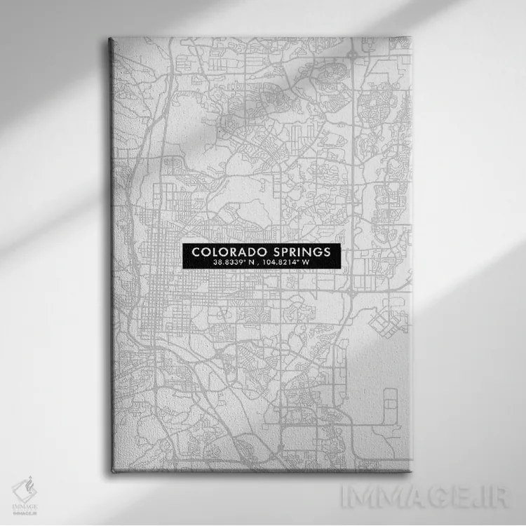 تابلو دکوراتیو City Map Minimal Style,نقشه ساده کلرادو اسپرینگز اثر وال دکور ادیکت - نمای روبهرو روی دیوار