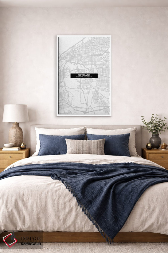 تابلو دکوراتیو City Map Minimal Style, Ohio,نقشه ساده کلیولند، اوهایو اثر وال دکور ادیکت - D5W