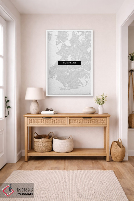 تابلو دکوراتیو New York City Map Minimal Style,نقشه ساده بروکلین، نیویو… اثر وال دکور ادیکت - D4W
