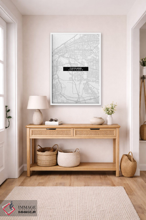 تابلو دکوراتیو City Map Minimal Style, Ohio,نقشه ساده کلیولند، اوهایو اثر وال دکور ادیکت - D4W