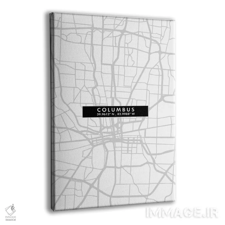 تابلو دکوراتیو City Map Minimal Style, Ohio,نقشه ساده کلمبوس، اوهایو اثر وال دکور ادیکت - نمای پرسپکتیو محصول