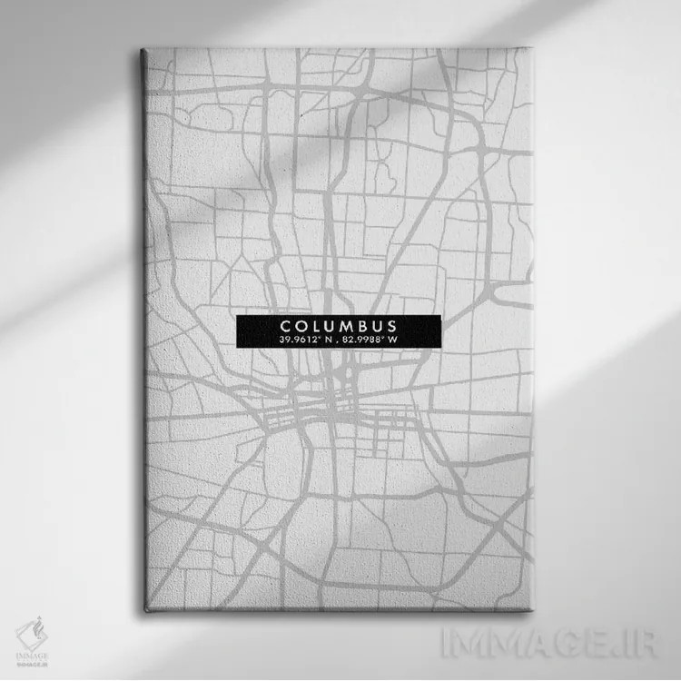 تابلو دکوراتیو City Map Minimal Style, Ohio,نقشه ساده کلمبوس، اوهایو اثر وال دکور ادیکت - نمای روبهرو روی دیوار