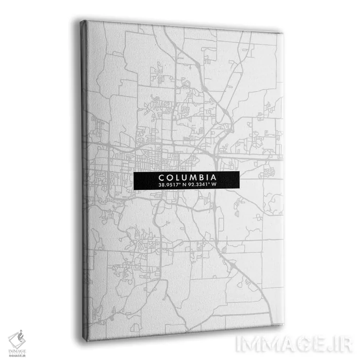 تابلو دکوراتیو City Map Minimal Style, Missouri,نقشه ساده کلمبیا، میزور… اثر وال دکور ادیکت - نمای پرسپکتیو محصول
