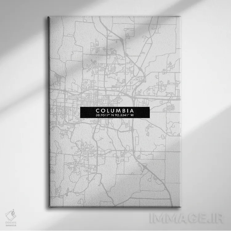 تابلو دکوراتیو City Map Minimal Style, Missouri,نقشه ساده کلمبیا، میزور… اثر وال دکور ادیکت - نمای روبهرو روی دیوار